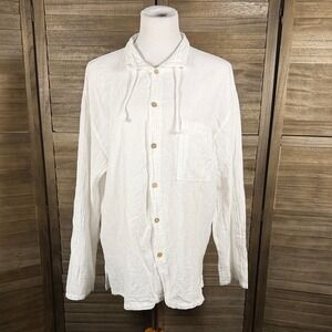 Cottonseed Wear White 100 Cotton Long Sleeve Button Down Shirt Made in USA L